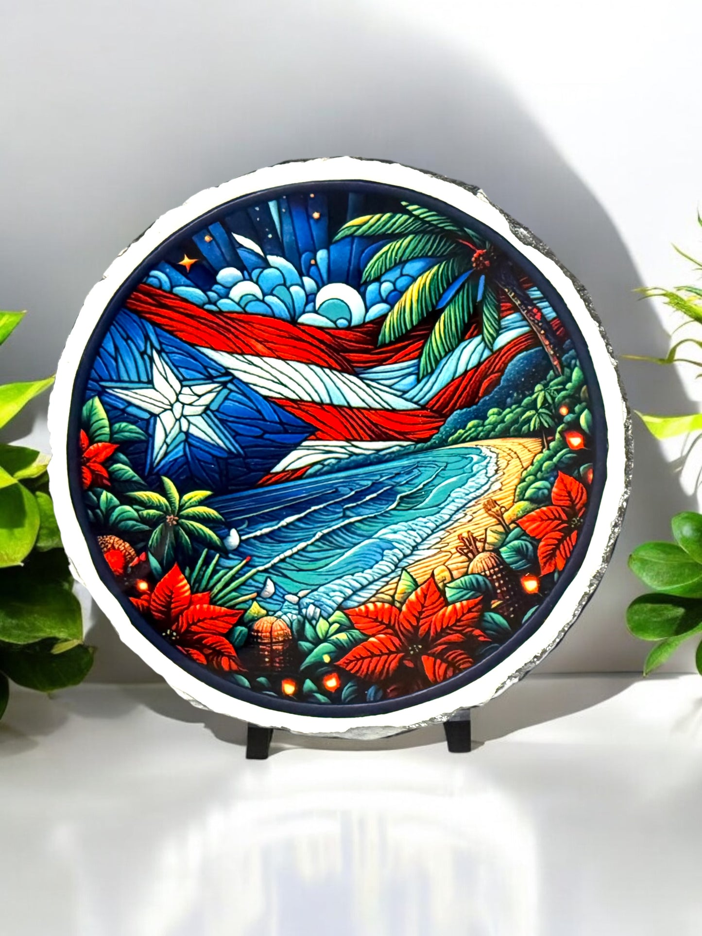 Puerto Rico Rock Slate Drink Coaster Set of 4