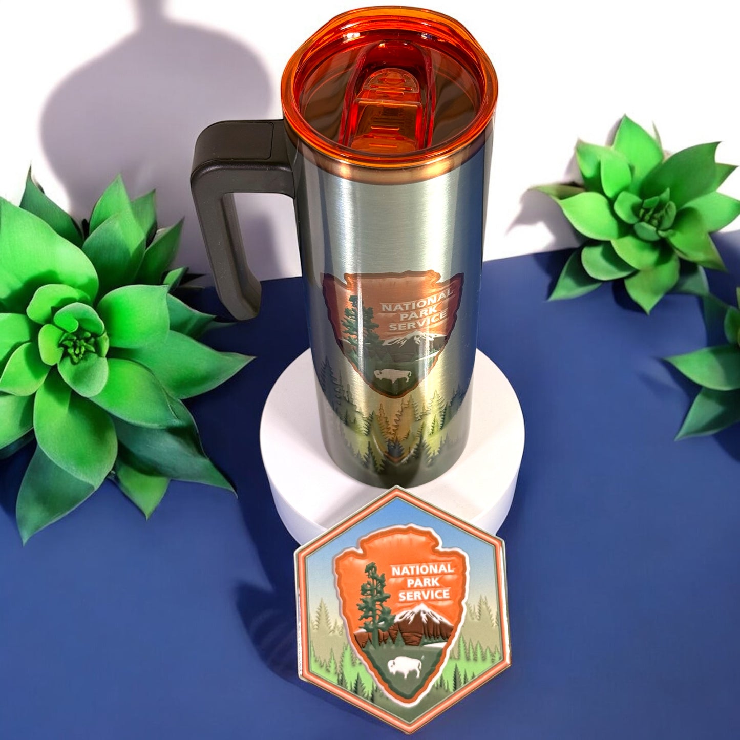 National Park Service Stainless Steel Travel Mug with Coasters