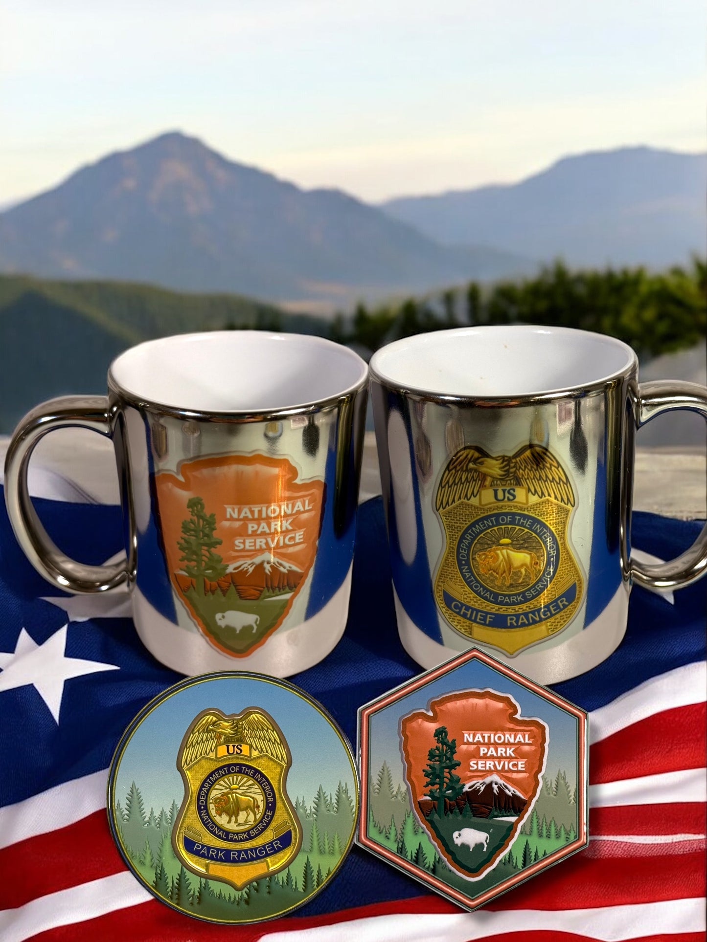 National Park Service Stainless Steel Travel Mug with Coasters