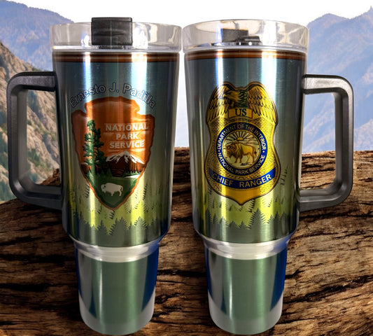 National Park Service Stainless Steel Travel Mug with Coasters